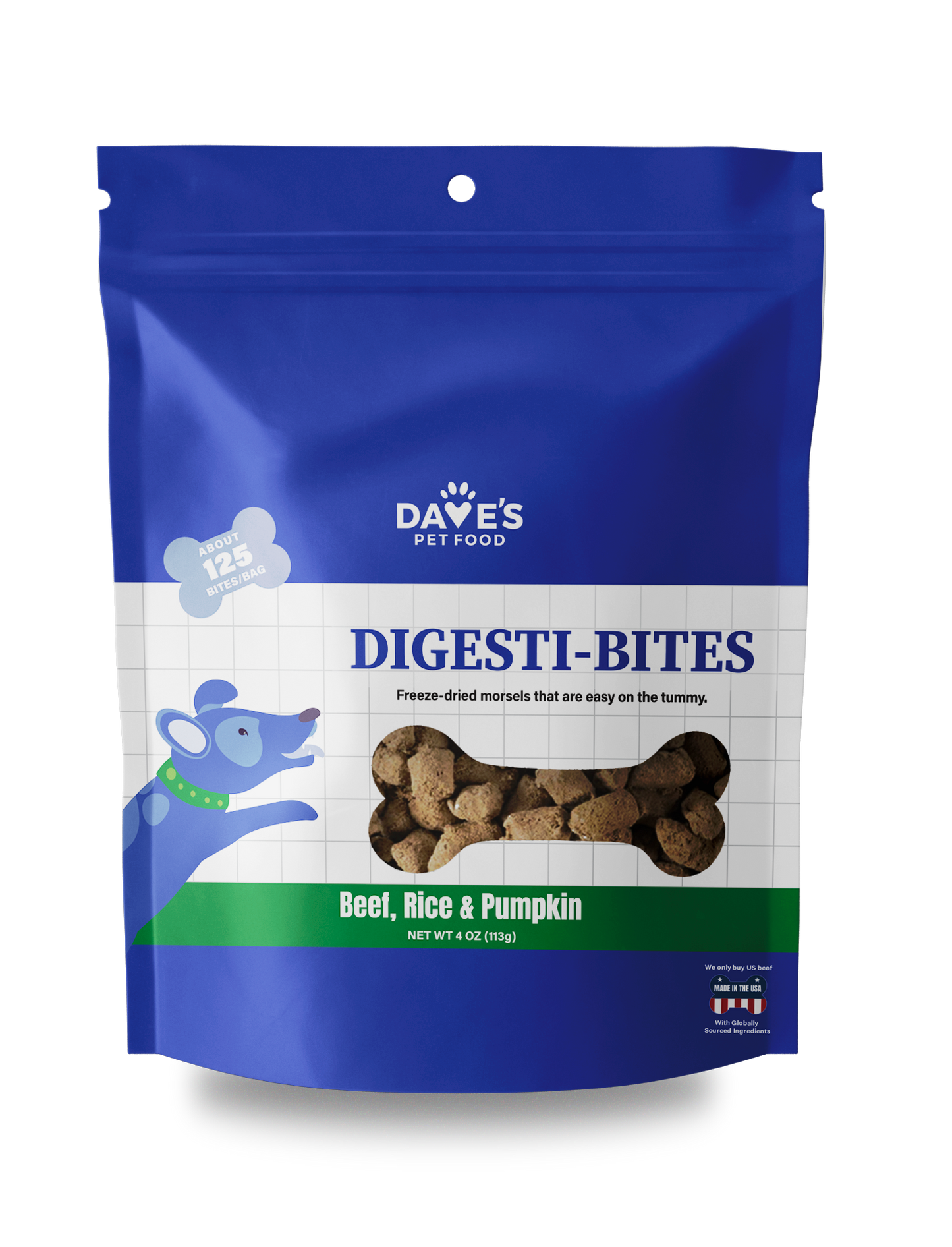 Dave's Digesti-Bites Beef, Rice & Pumpkin Dog Treats /4 oz