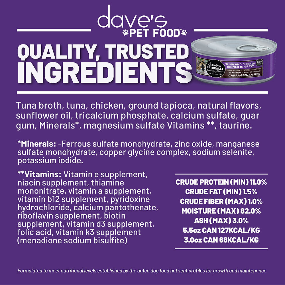 Naturally Healthy Grain Free Tuna & Chicken Dinner in Gravy / 3 oz