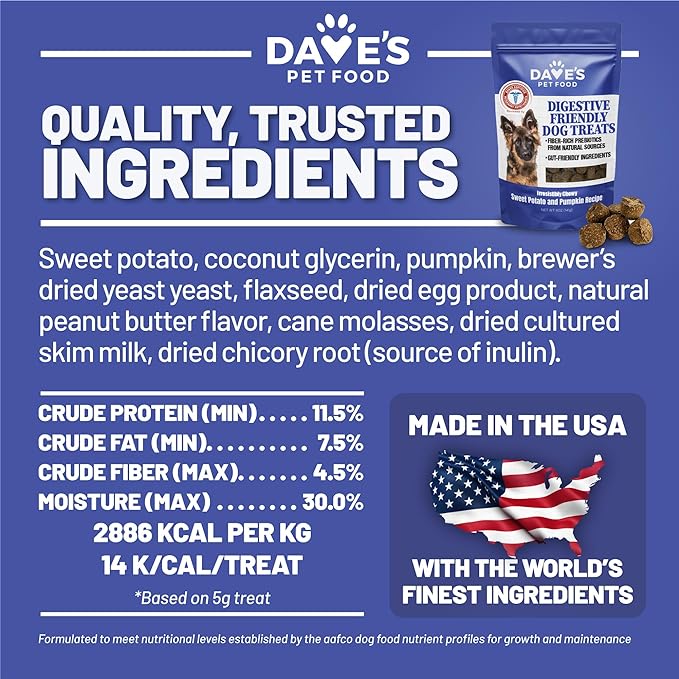 Dave's Digestive-Friendly Sweet Potato & Pumpkin Dog Treats /5oz