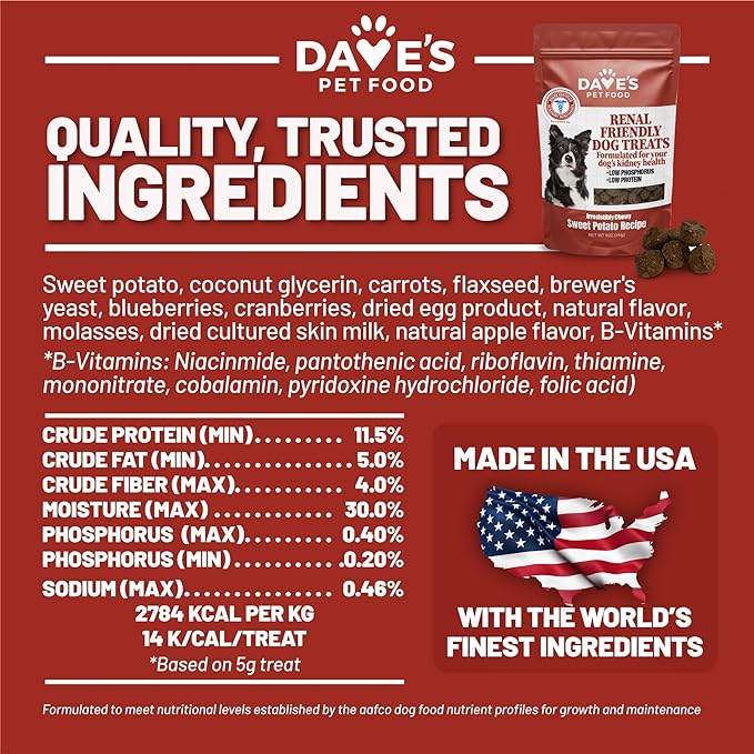 Dave's Kidney-Friendly Sweet Potato Dog Treats /5oz