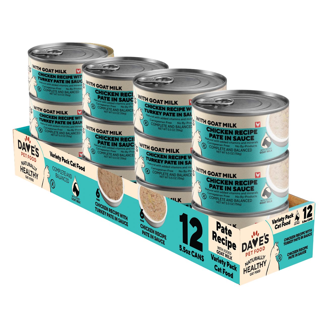 5.5 oz Goat's Milk Chicken Cat Food Variety Pack - 12 Pack
