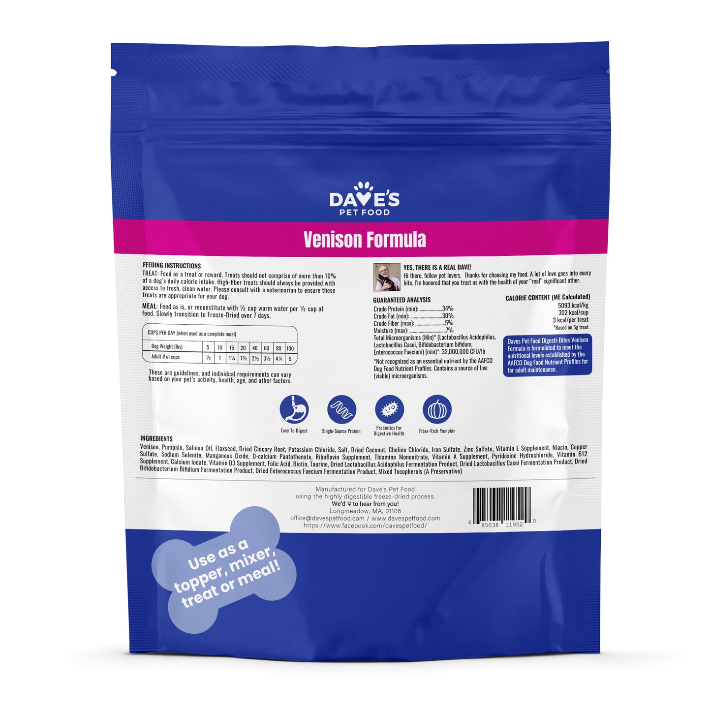 Dave's Digesti-Bites Venison Formula Dog Treats /10 oz