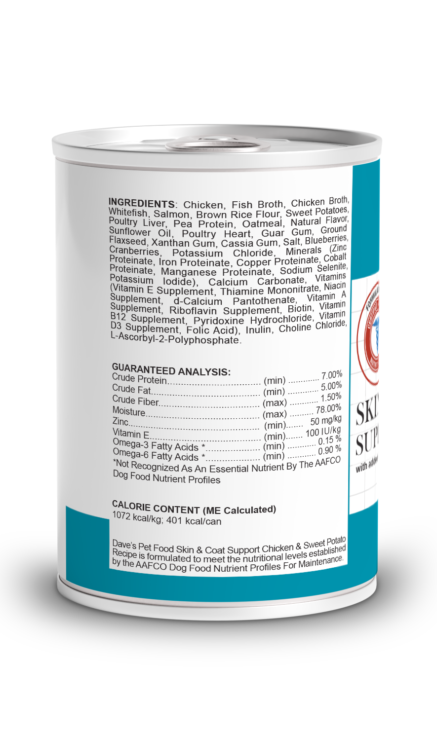 Dave's Restricted Skin & Coat Support, Chicken & Sweet Potato Recipe for Dogs / 13.2 oz
