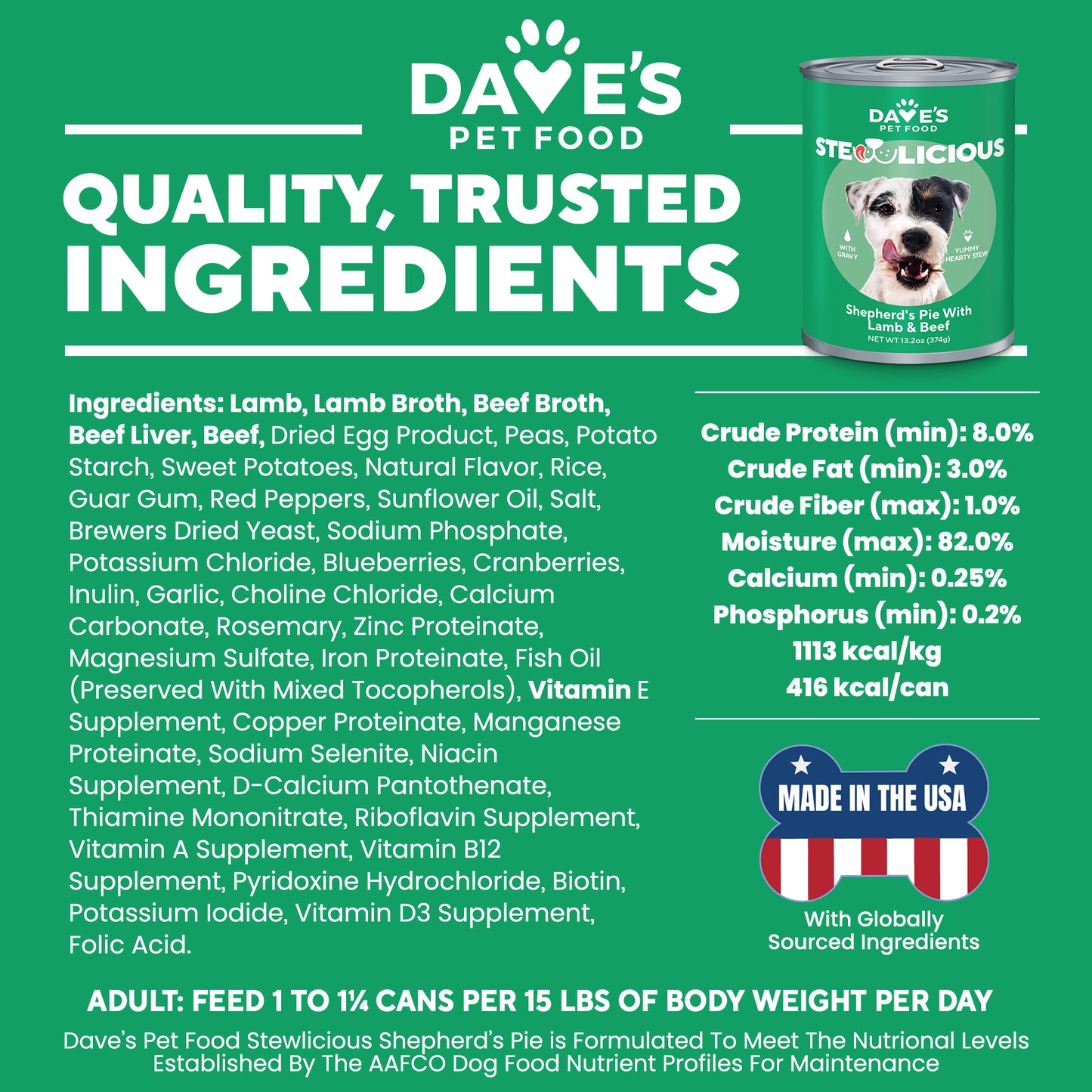 Dave's Stewlicious Shepherd's Pie with Lamb & Beef For Dogs / 13.2 oz