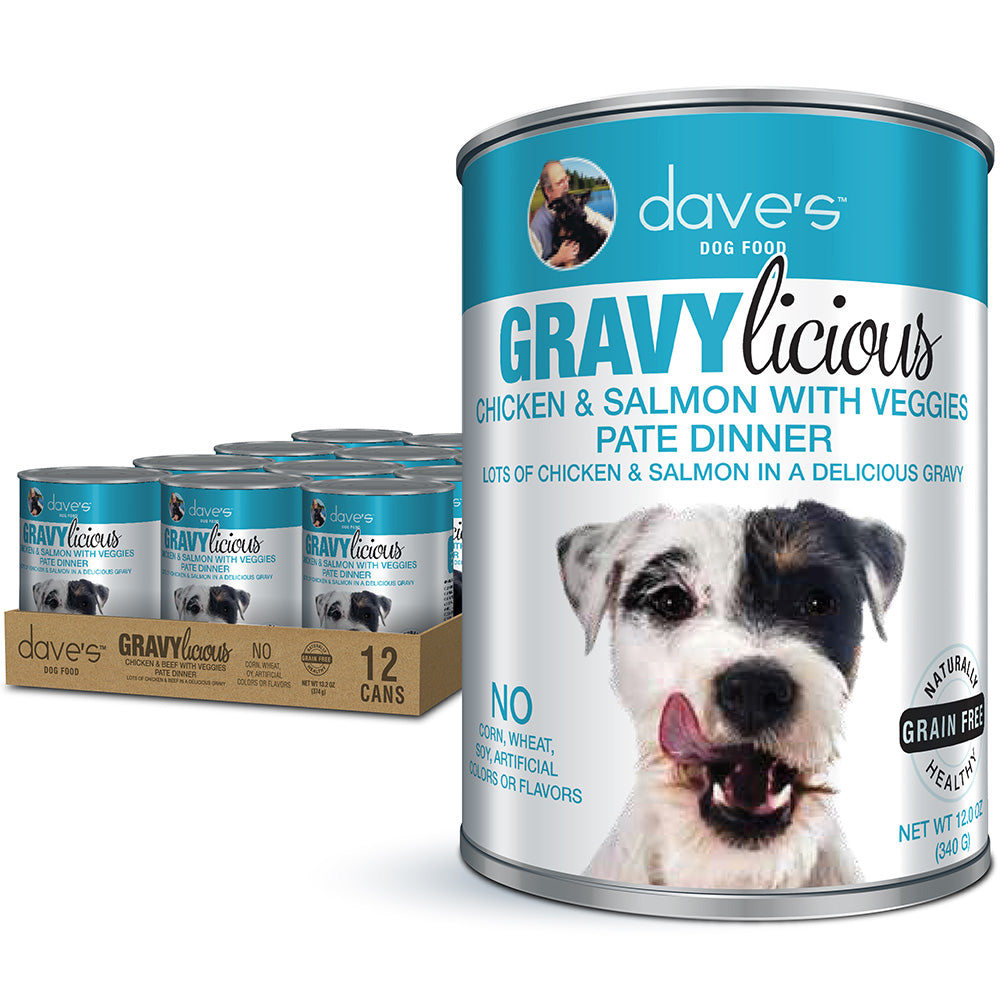 Gravylicious Chicken & Salmon with Veggies Paté Dinner For Dogs / 12 oz