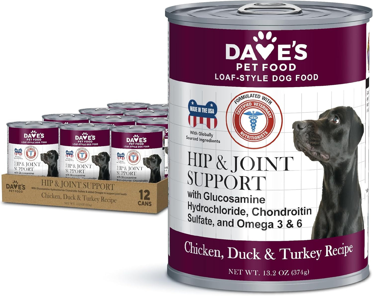 Dave's Restricted Hip & Joint Support, Chicken, Duck, & Turkey Recipe for Dogs / 13.2 oz