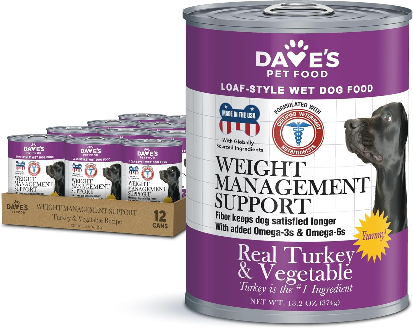 Dave's Restricted Weight Management, Turkey & Vegetables Recipe for Dogs / 13.2 oz