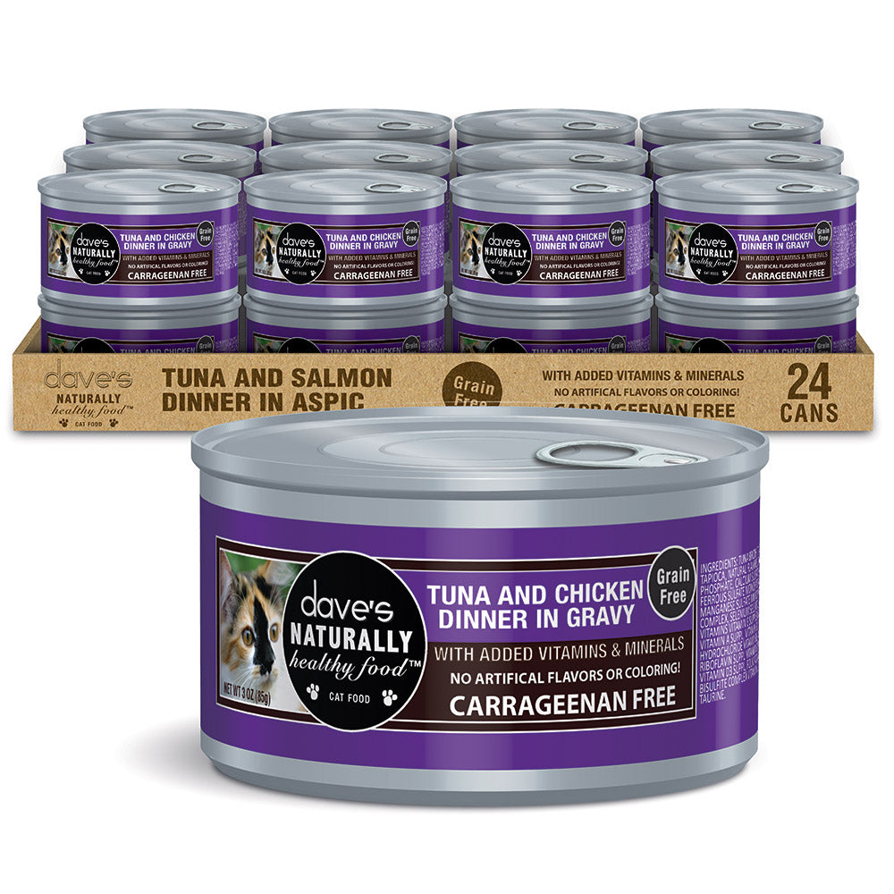 Dave's Pet Food Naturally Healthy Grain Free Tuna & Chicken Dinner in Gravy Wet Cat Food