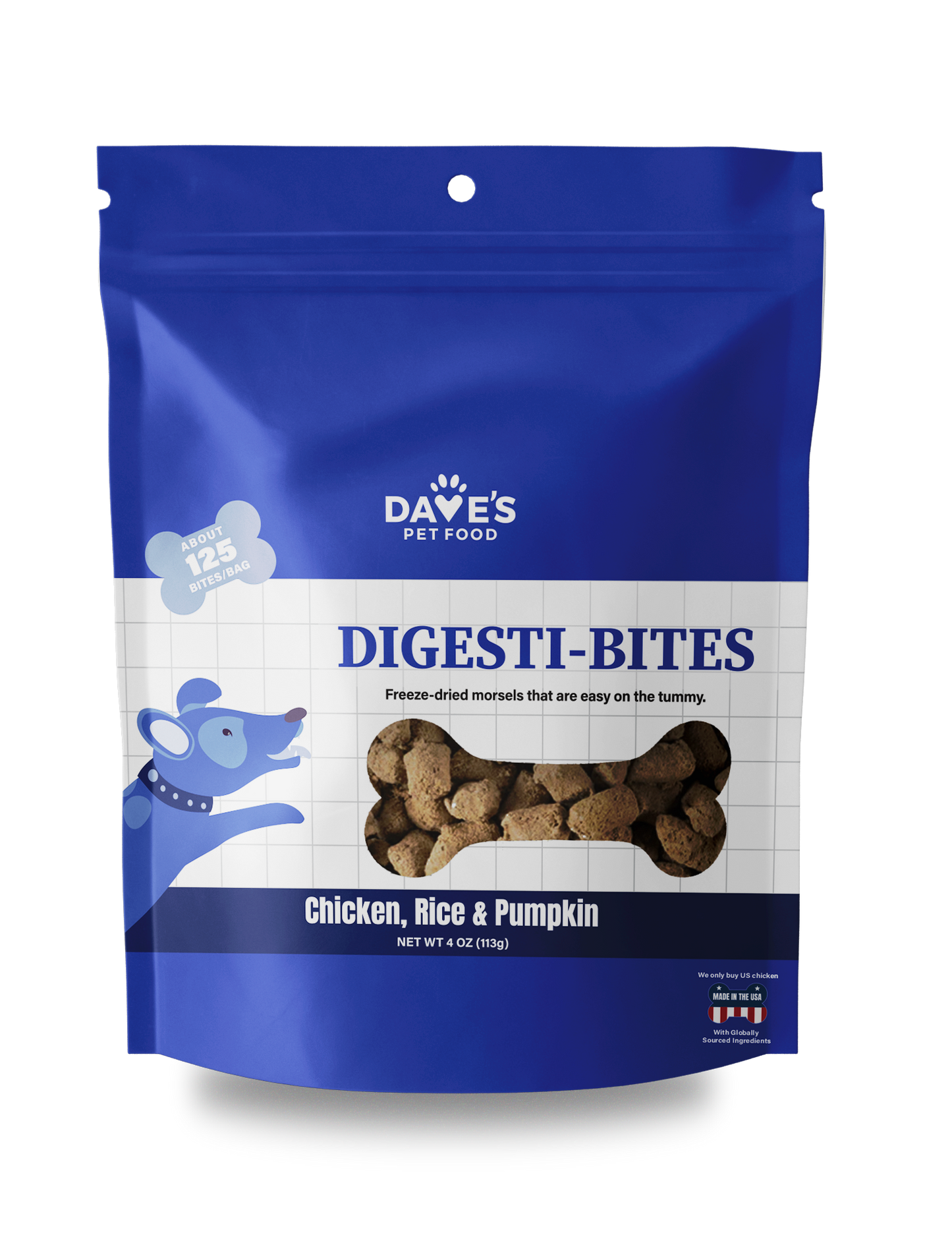 Dave's Digesti-Bites Chicken, Rice & Pumpkin Dog Treats /4 oz