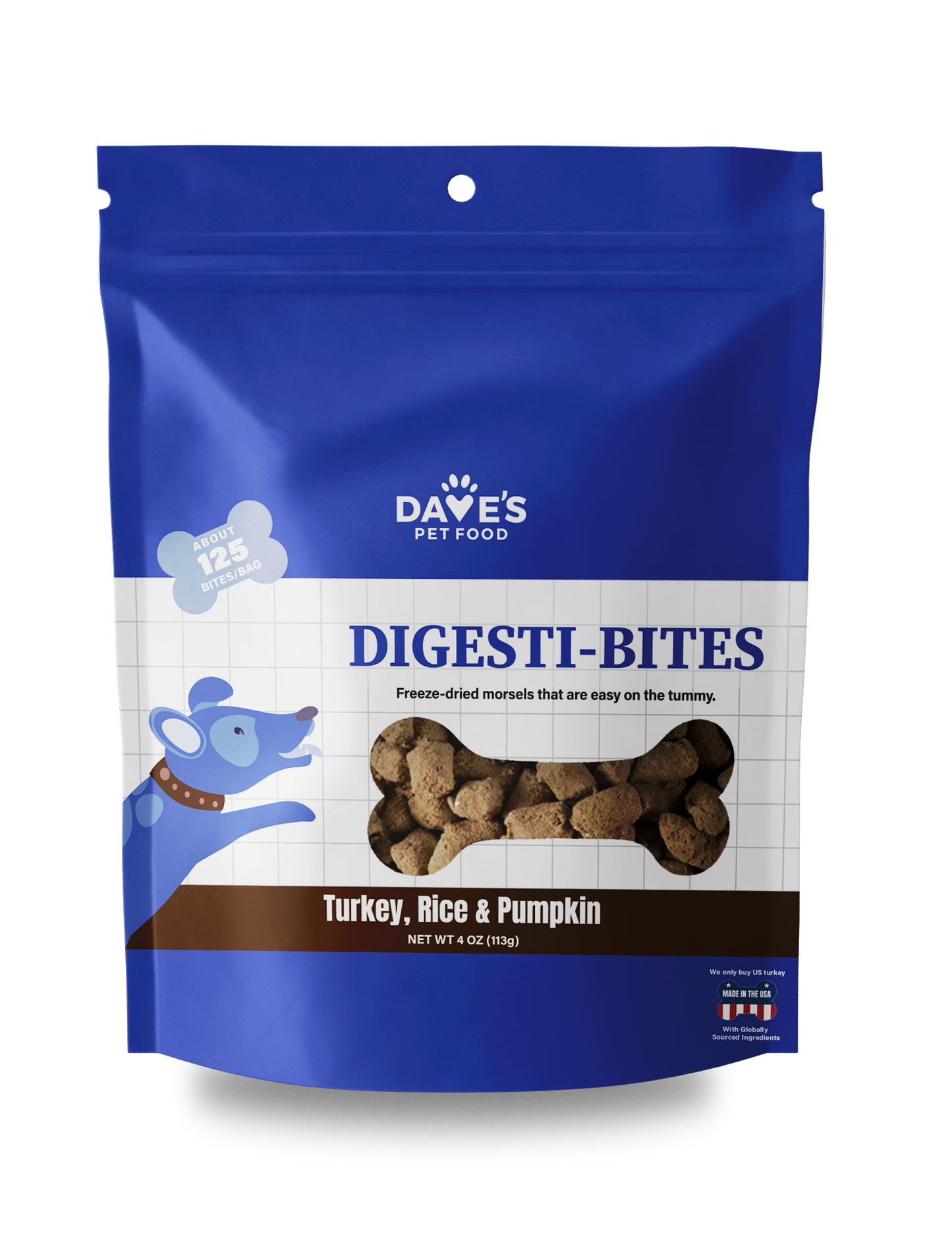 Dave's Digesti-Bites Turkey, Rice & Pumpkin Dog Treats /4 oz