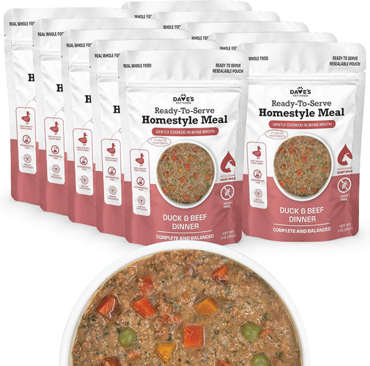 Dave's Grain-Free Goat Milk, Duck & Beef Pouch Recipe for Dogs / 10 Pack - 9 oz Pouches