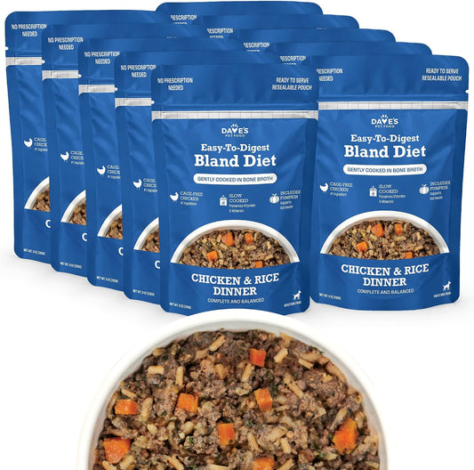 Dave's Bland Chicken & Rice Pouch Recipe for Dogs / 10-pack / 9 oz