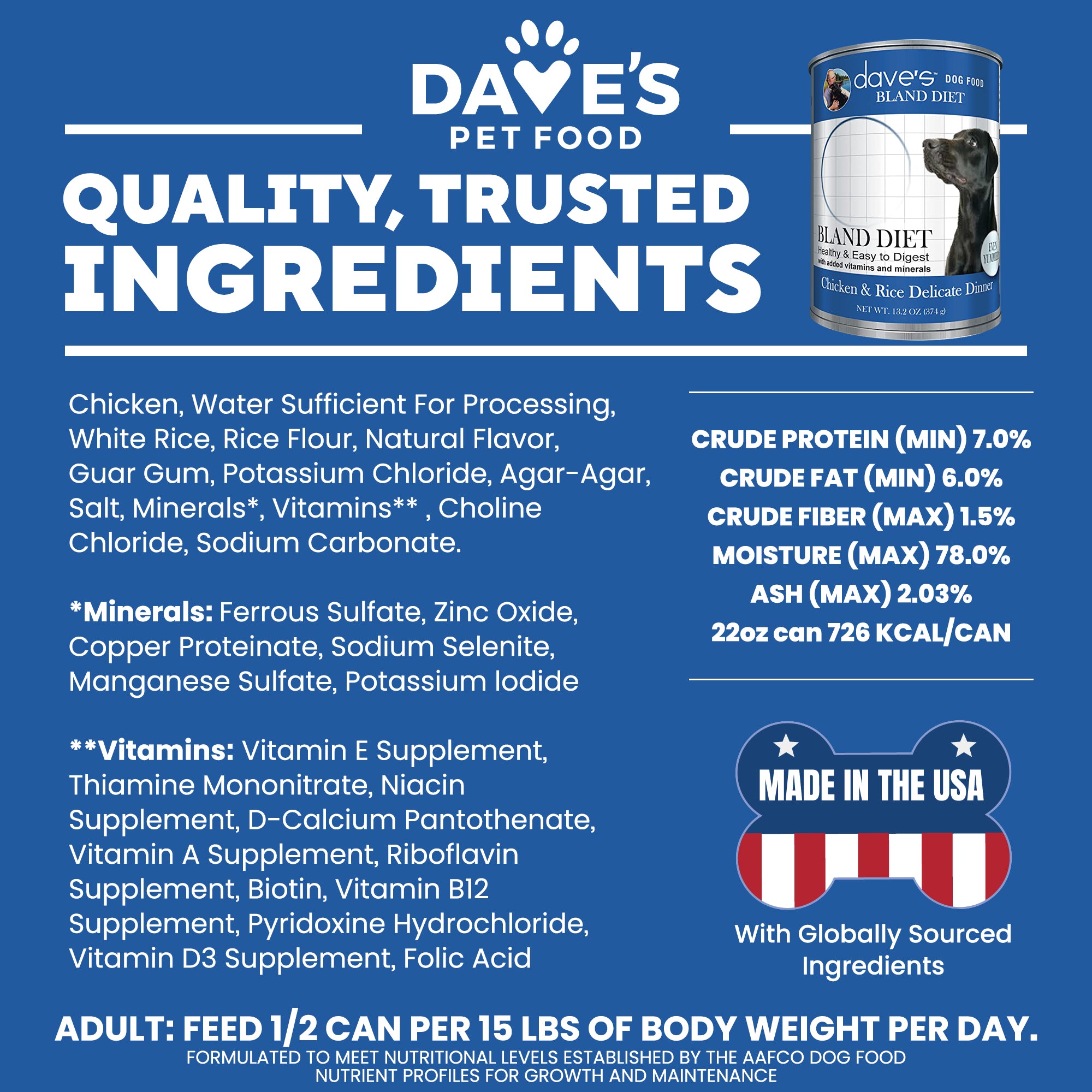 Restricted Diet Bland for Dogs – Chicken and Rice / 22 oz – Dave's
