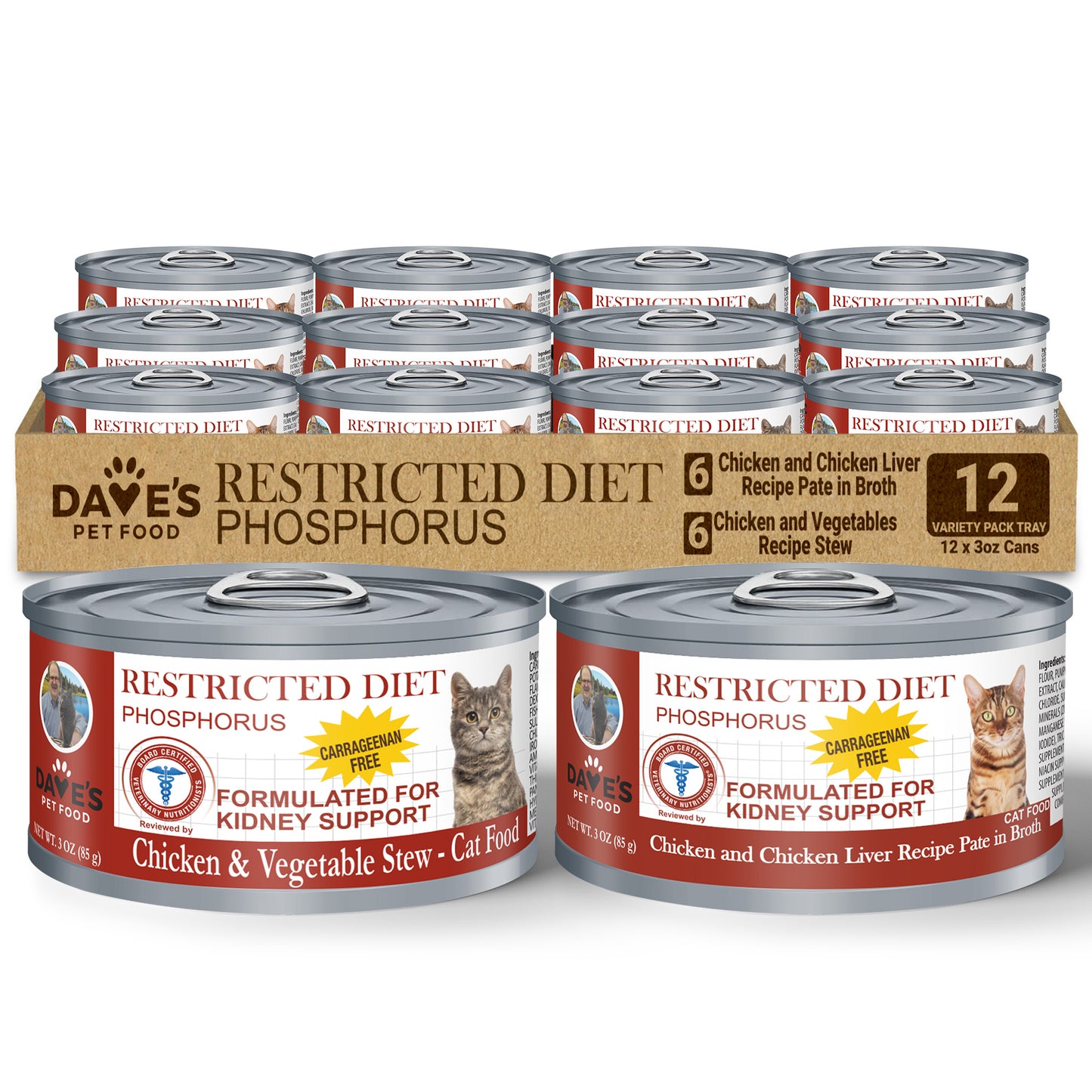 Restricted Diet Phosphorus Variety Pack for Cats - 3 oz / 12-Pack