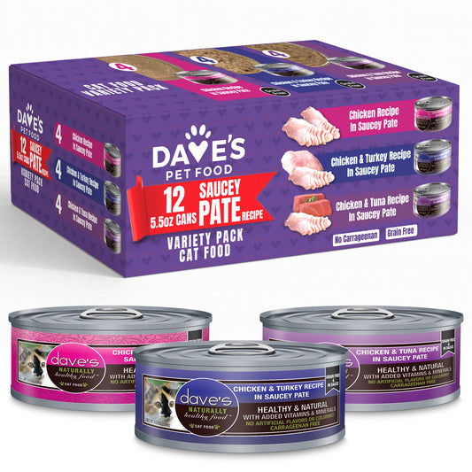 5.5 oz Saucey Pate Cat Food Variety Pack - 12 Pack