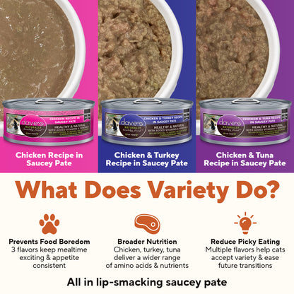 5.5 oz Saucey Pate Cat Food Variety Pack - 12 Pack