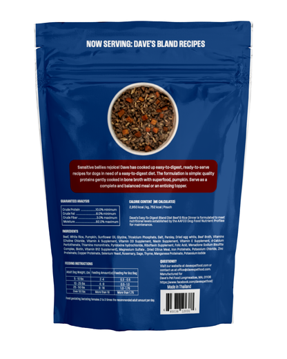 Dave's Bland Beef & Rice Pouch Recipe for Dogs / 9 oz