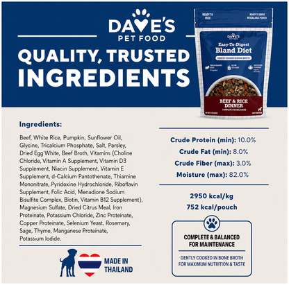Dave's Bland Beef & Rice Pouch Recipe for Dogs / 9 oz
