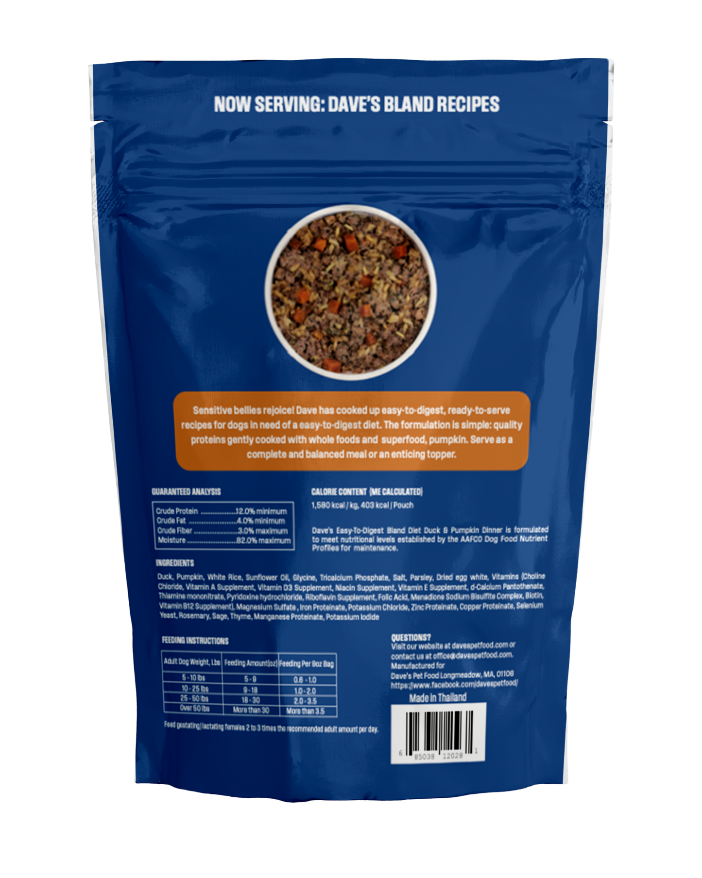 Dave's Bland Duck & Pumpkin Pouch Recipe for Dogs / 9 oz