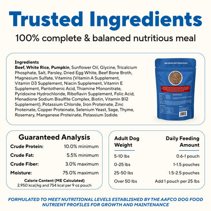 Dave's Bland Beef & Rice Pouch Recipe for Dogs / 10 Pack - 9 oz Pouches