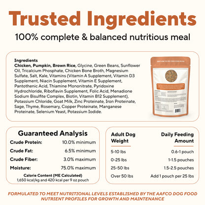 Dave's Chicken & Brown Rice, Goat Milk Pouch Recipe for Dogs / 10 Pack - 9 oz Pouches