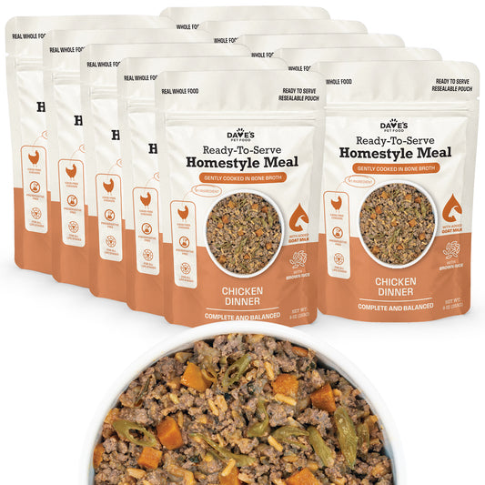 Dave's Chicken & Brown Rice, Goat Milk Pouch Recipe for Dogs / 10 Pack - 9 oz Pouches