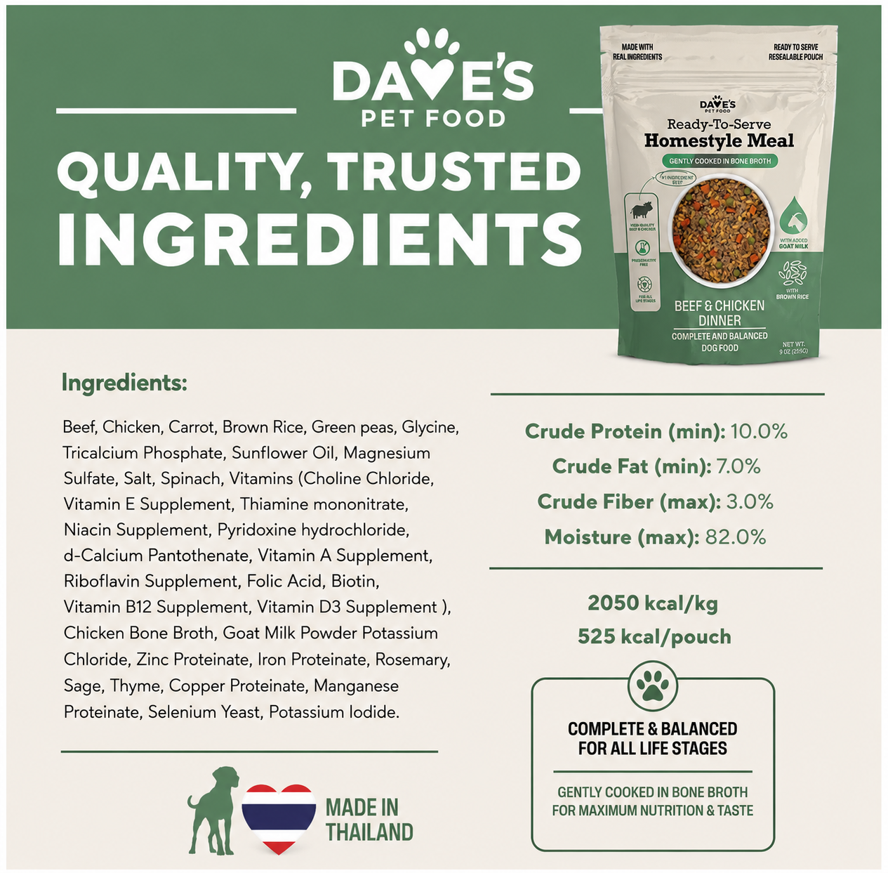 Dave's Brown Rice Variety Pack Pouches with Goat Milk for Dogs / 9 oz
