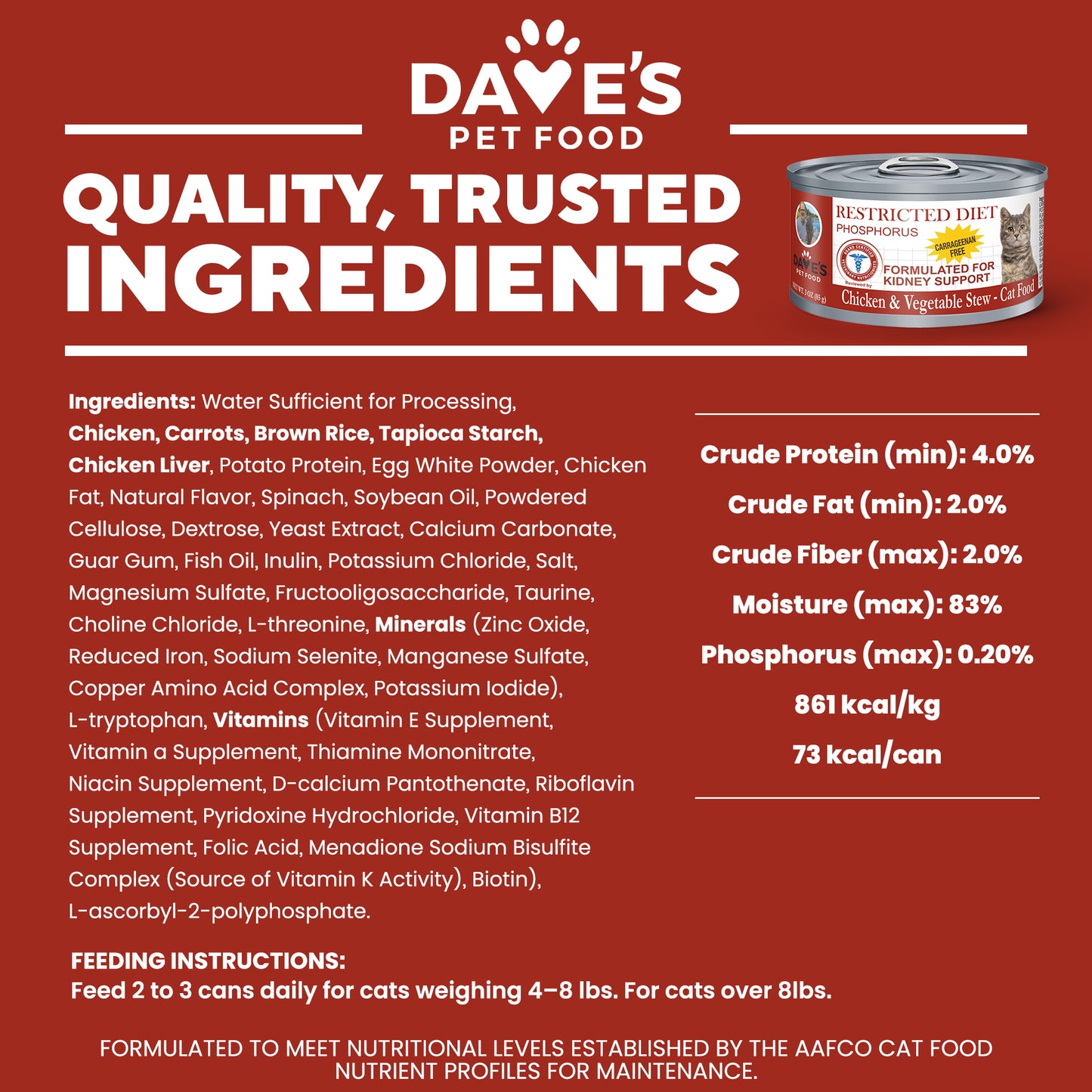 Restricted Diet Phosphorus – Chicken & Vegetable Stew for Cats / 3 oz