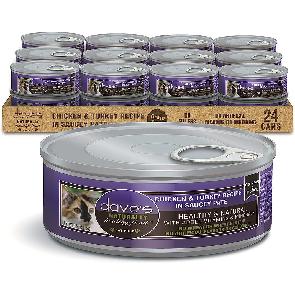 Dave's Pet Food Chicken & Turkey Recipe In Saucey Pate Wet Cat Food