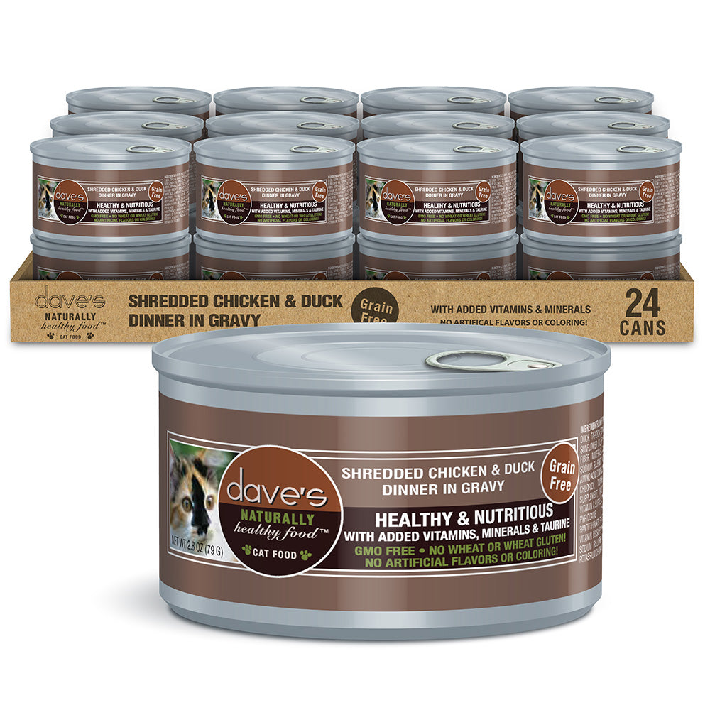 Dave's Pet Food Shredded Chicken & Duck Dinner in Gravy Wet Cat Food