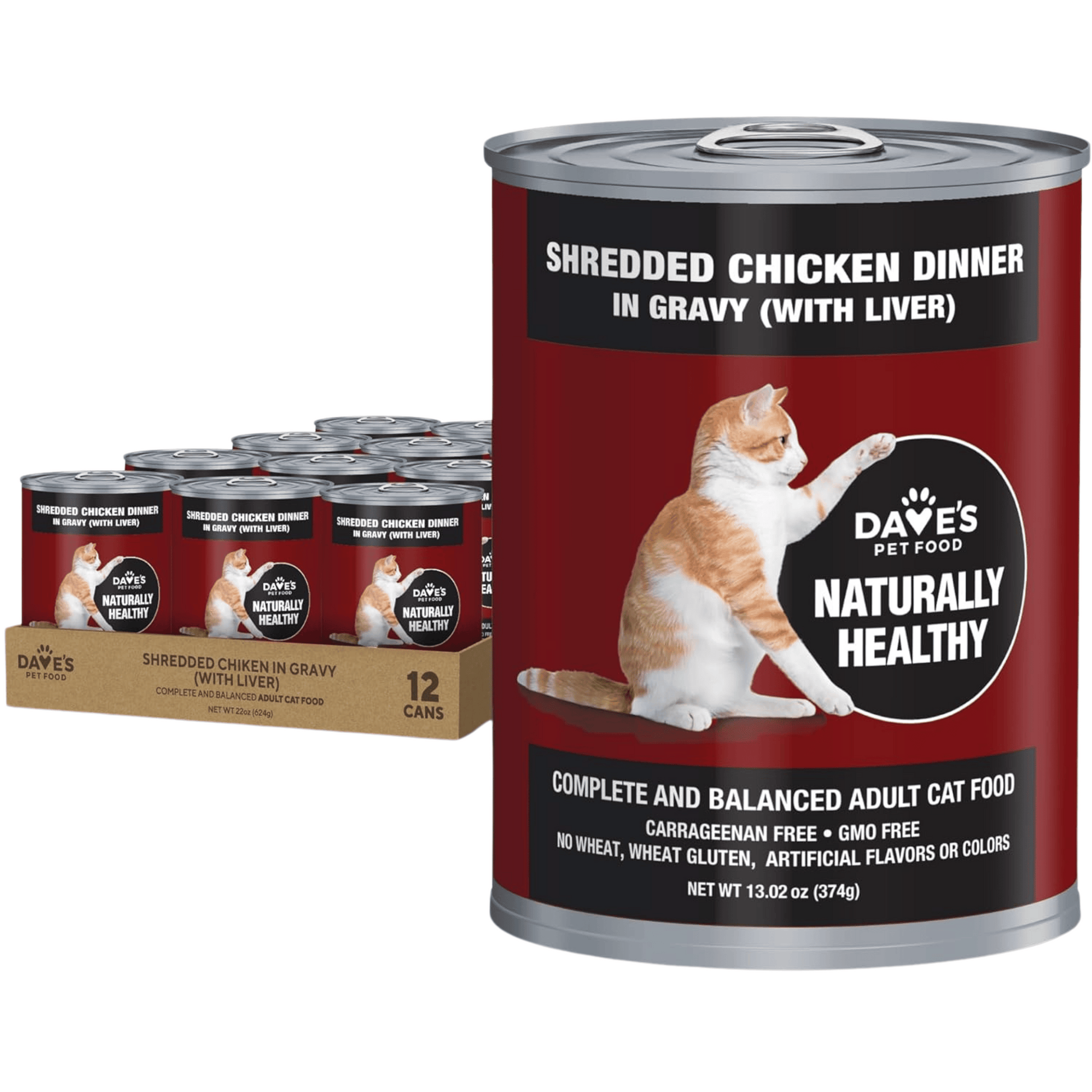 Dave's Pet Food Shredded Chicken Dinner in Gravy Wet Cat Food