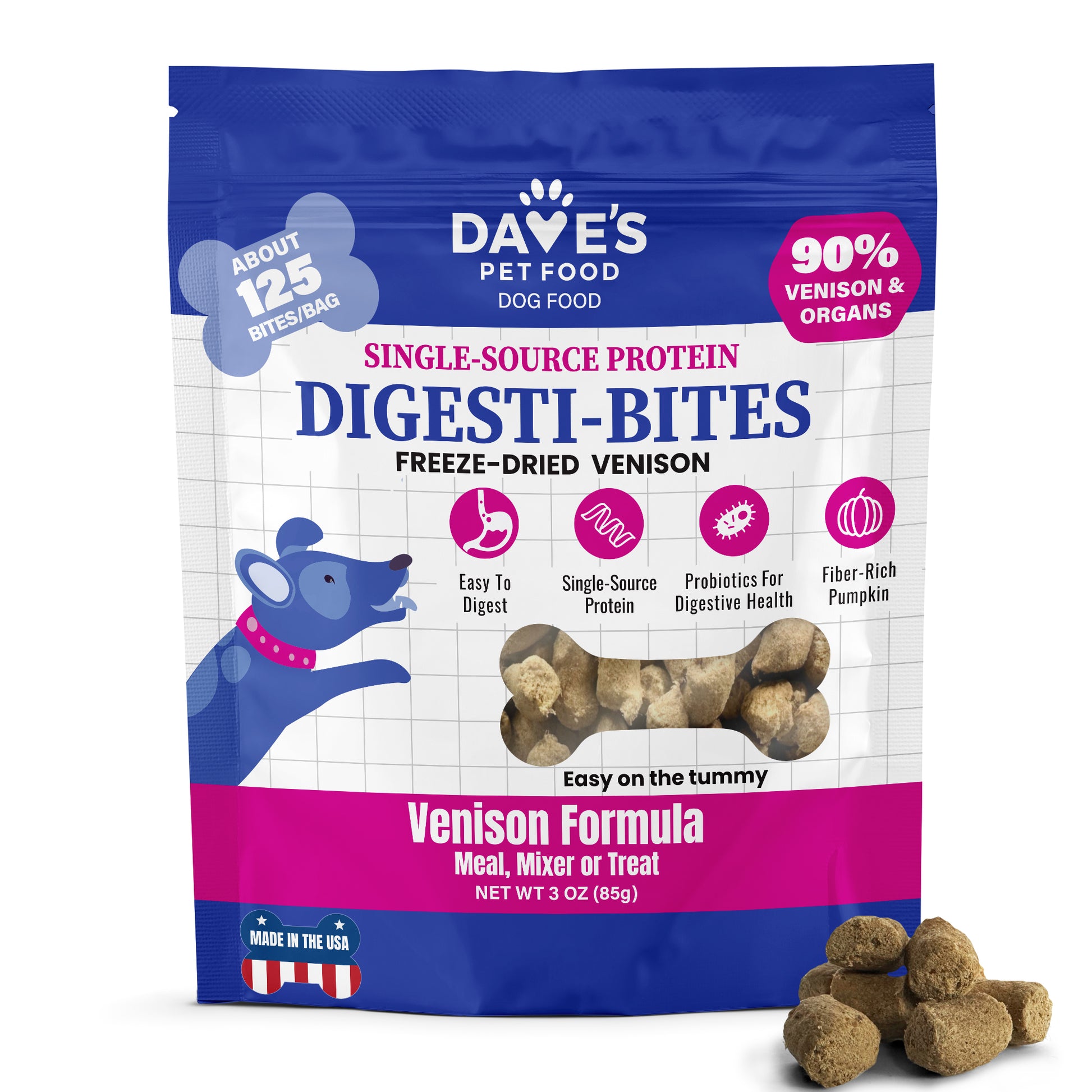 Dave's Pet Food Digesti-Bites Venison Formula Dog Treats