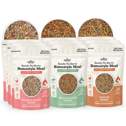 Dave's Brown Rice Variety Pack Pouches with Goat Milk for Dogs / 9 Pack - 9 oz Pouches