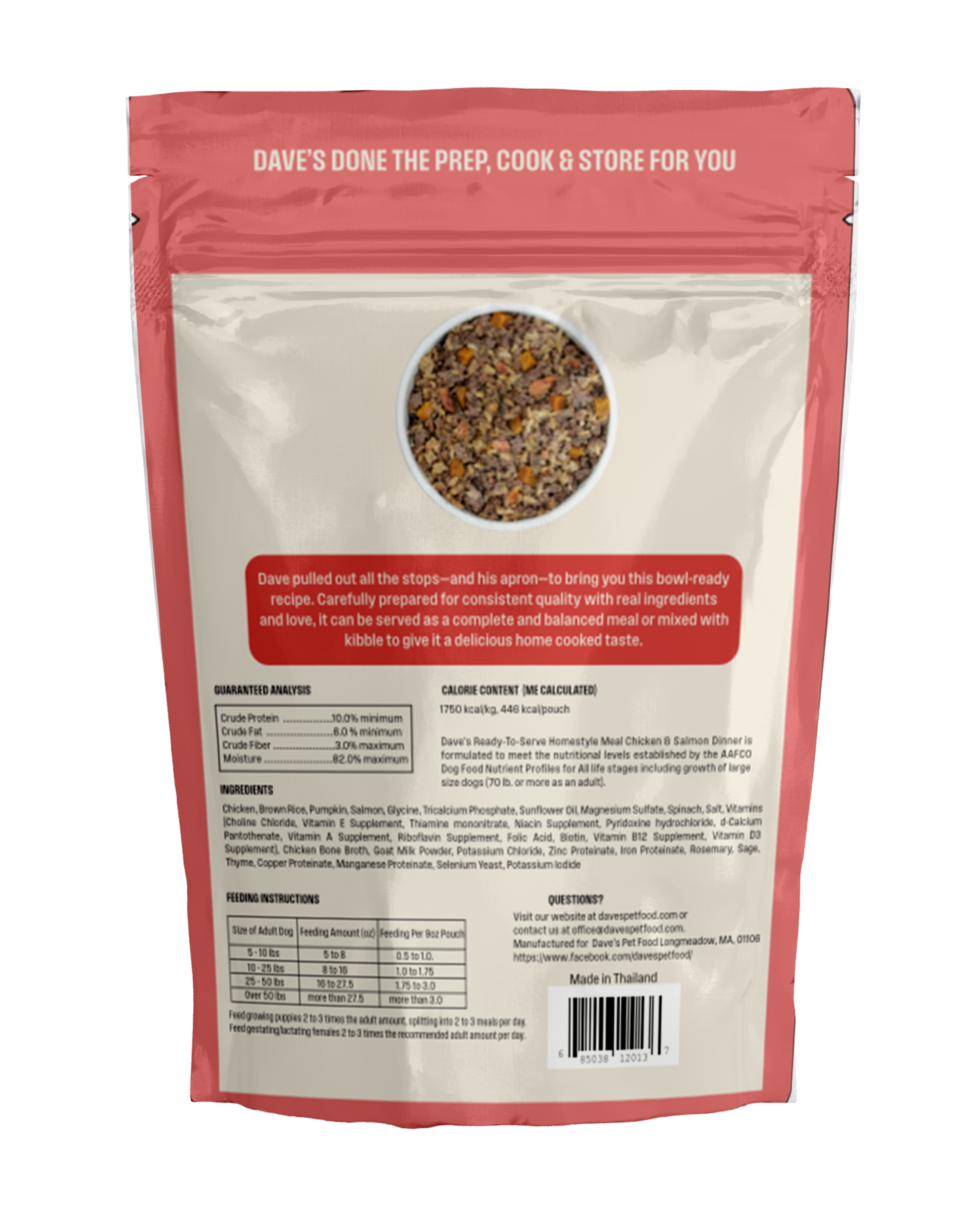 Dave's Chicken & Salmon with Brown Rice, Goat Milk Pouch Recipe for Dogs / 10 Pack - 9 oz Pouches