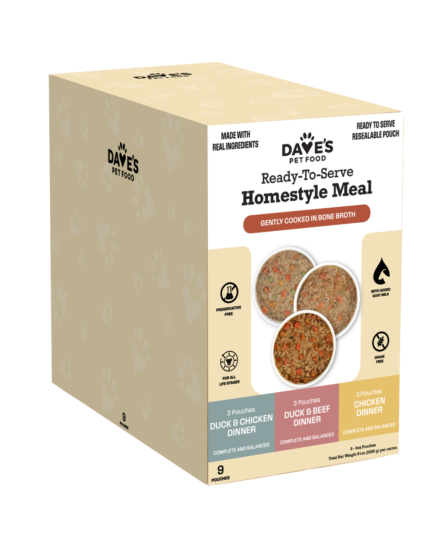 Dave's Grain-Free Variety Pack Pouches with Goat Milk for Dogs / 9 Pack - 9 oz Pouches