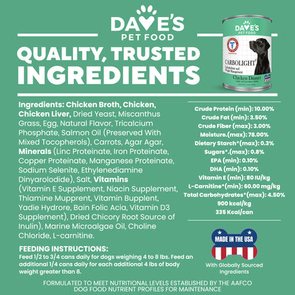 Dave's Pet Food Carbolight Carbohydrate & Weight Management for Dogs / 13 oz