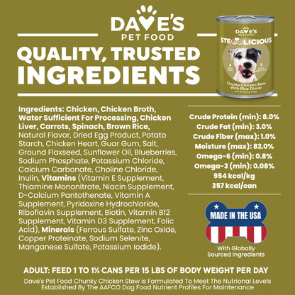 Dave's Stewlicious Chunky Chicken and Rice Stew for Dogs / 13.2 oz