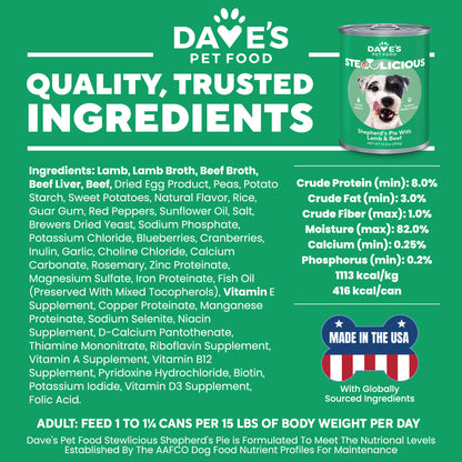 Dave's Stewlicious Shepherd's Pie with Lamb & Beef For Dogs / 13.2 oz
