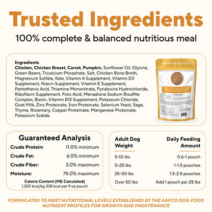 Dave's Grain-Free Goat Milk, Chicken Dinner Pouch Recipe for Dogs / 10 Pack - 9 oz Pouches