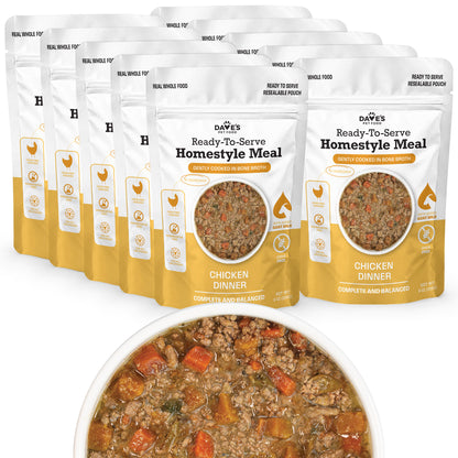 Dave's Grain-Free Goat Milk, Chicken Dinner Pouch Recipe for Dogs / 10 Pack - 9 oz Pouches