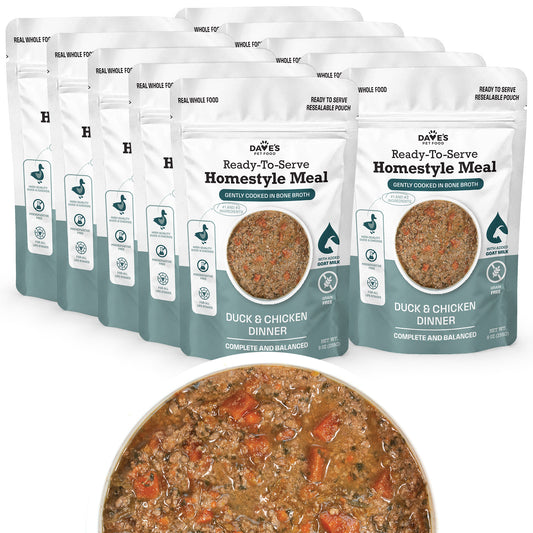 Dave's Grain-Free Goat Milk, Duck & Chicken Pouch Recipe for Dogs / 10 Pack - 9 oz Pouches