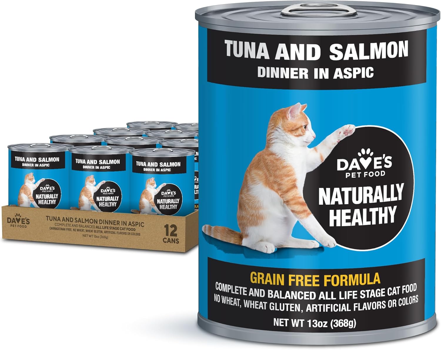 Dave's Pet Food Naturally Healthy Grain Free Tuna & Salmon Dinner in Aspic Wet Cat Food