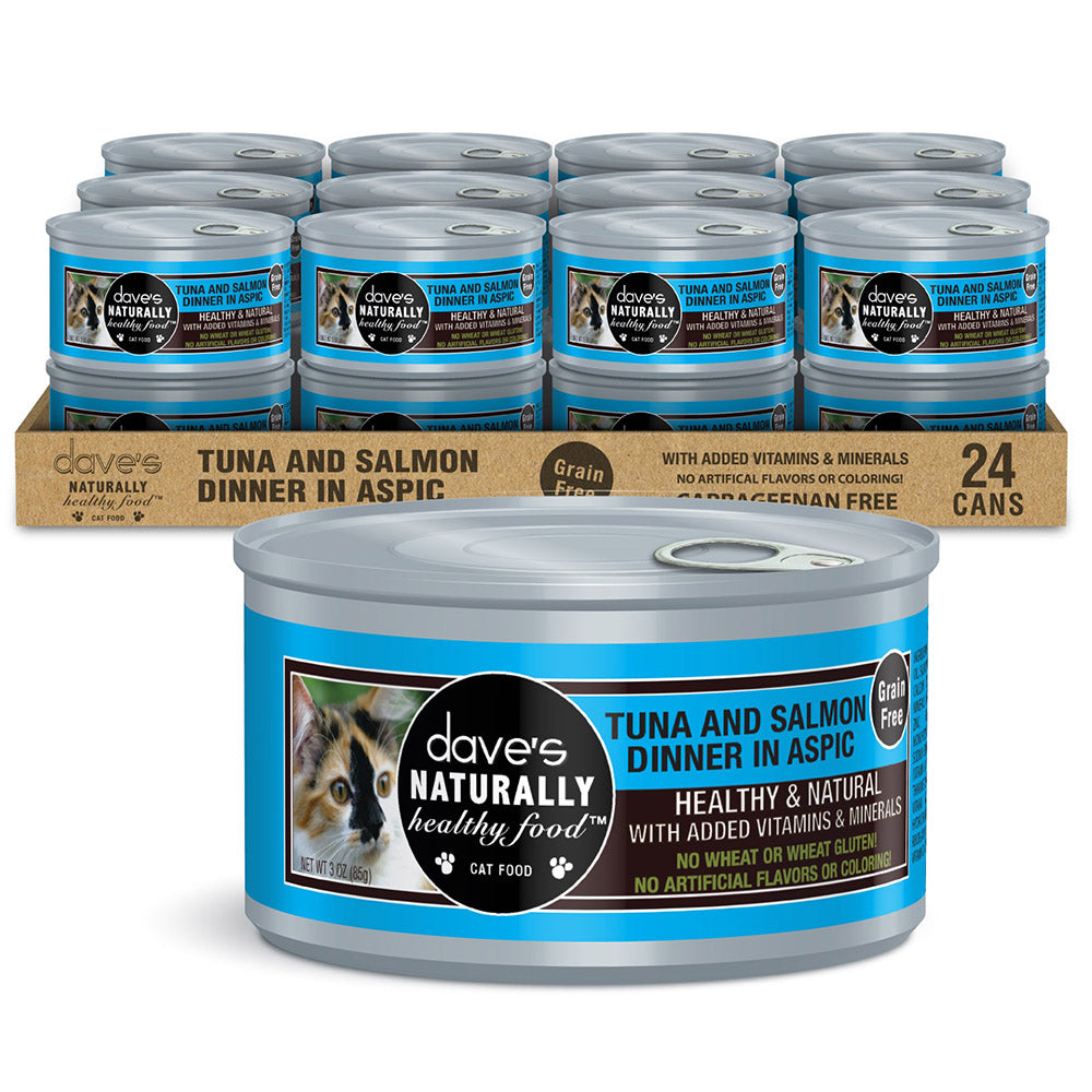 Dave's Pet Food Naturally Healthy Grain Free Tuna & Salmon Dinner in Aspic Wet Cat Food