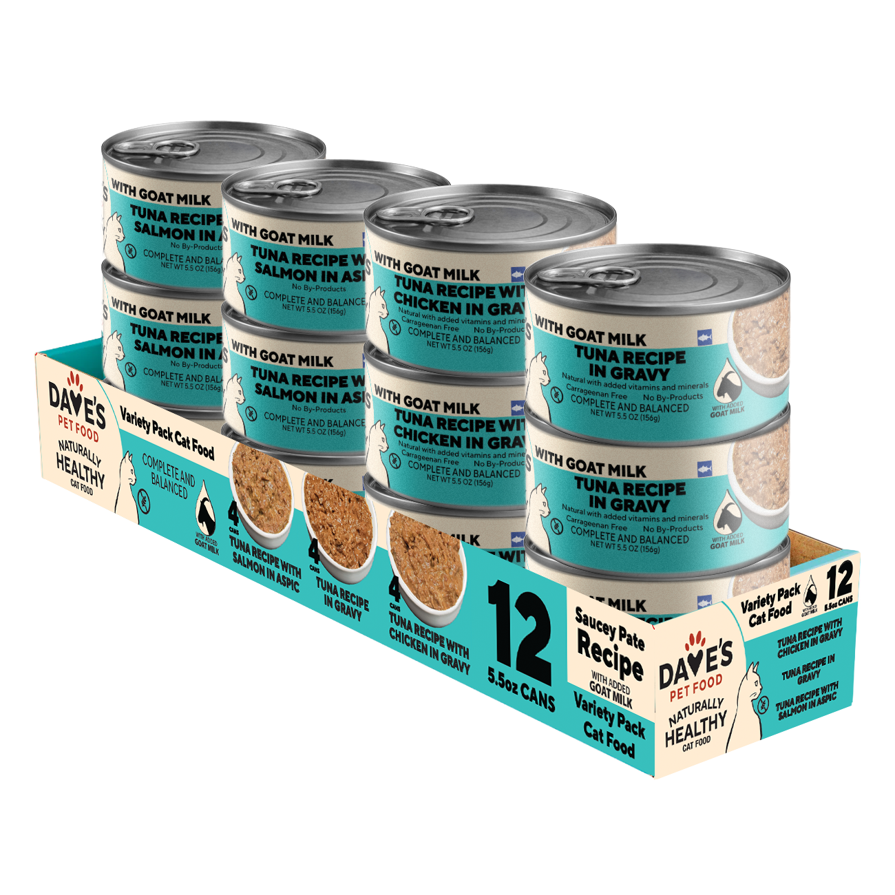 5.5 oz Goat's Milk Tuna Cat Food Variety Pack - 12 Pack
