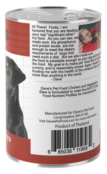 Restricted Diet Phosphorus – Chicken & Vegetable Stew for Dogs
